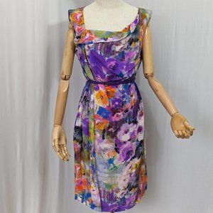 Vintage Designer Escada Midi Dress With Floral Pattern Size 40